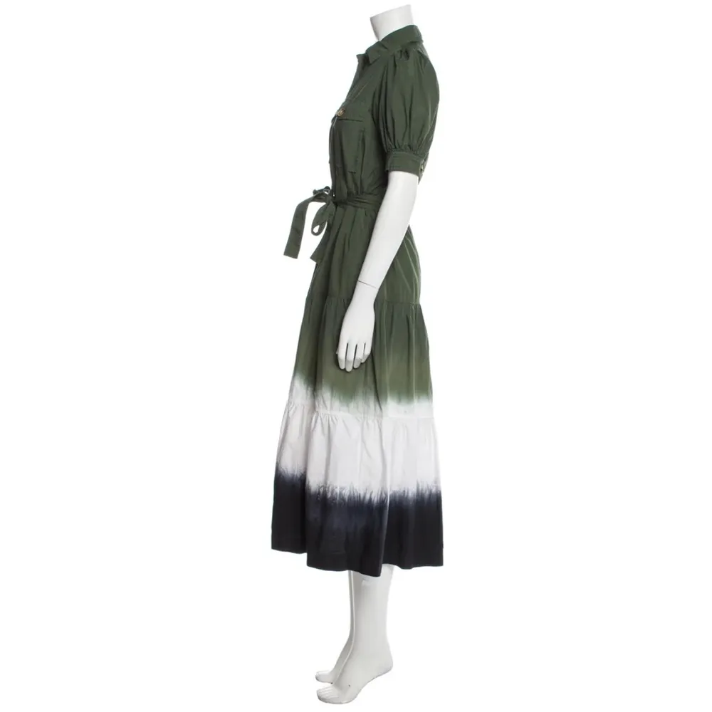 Derek Lam 10 Crosby Buffy Utility Midi Maxi Dress In Loden Tie Dye Ombré Size 12 - Image 9