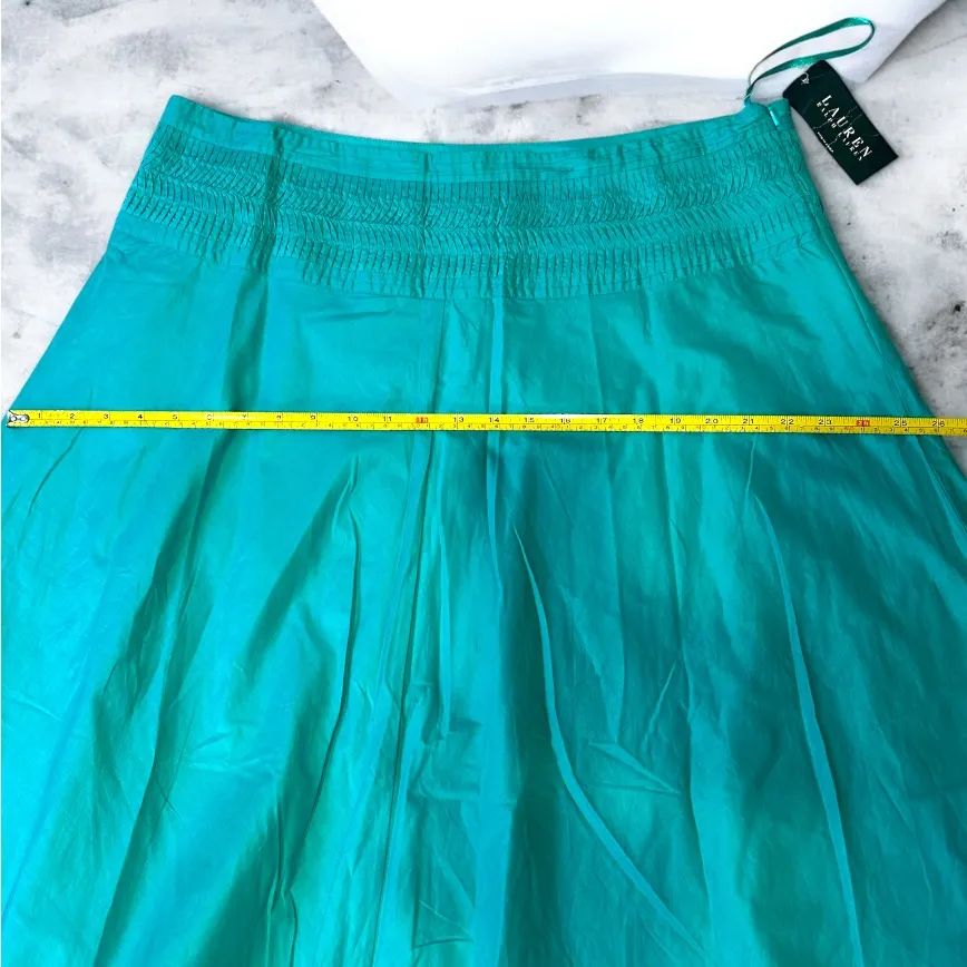 Lauren Ralph Lauren A-line pleated cotton skirt in a teal / turquoise Size 16 - Image 7