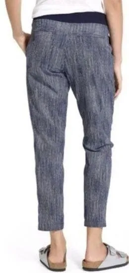 Athleta Batik Midtown Ankle Pants Pull On Blue White UPF+50 Women’s Size 8 - Image 2
