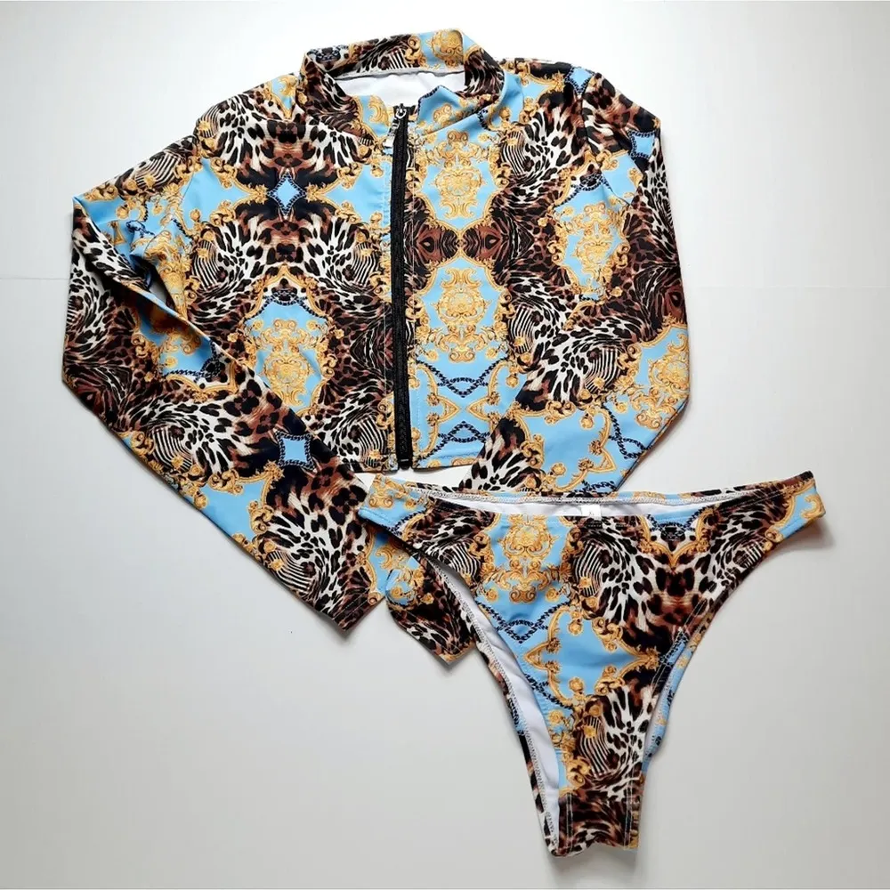 Jingpin 2 Piece Swimsuit Women's XL Bikini Swimwear Casual Cropped Top Bottom - Image 3