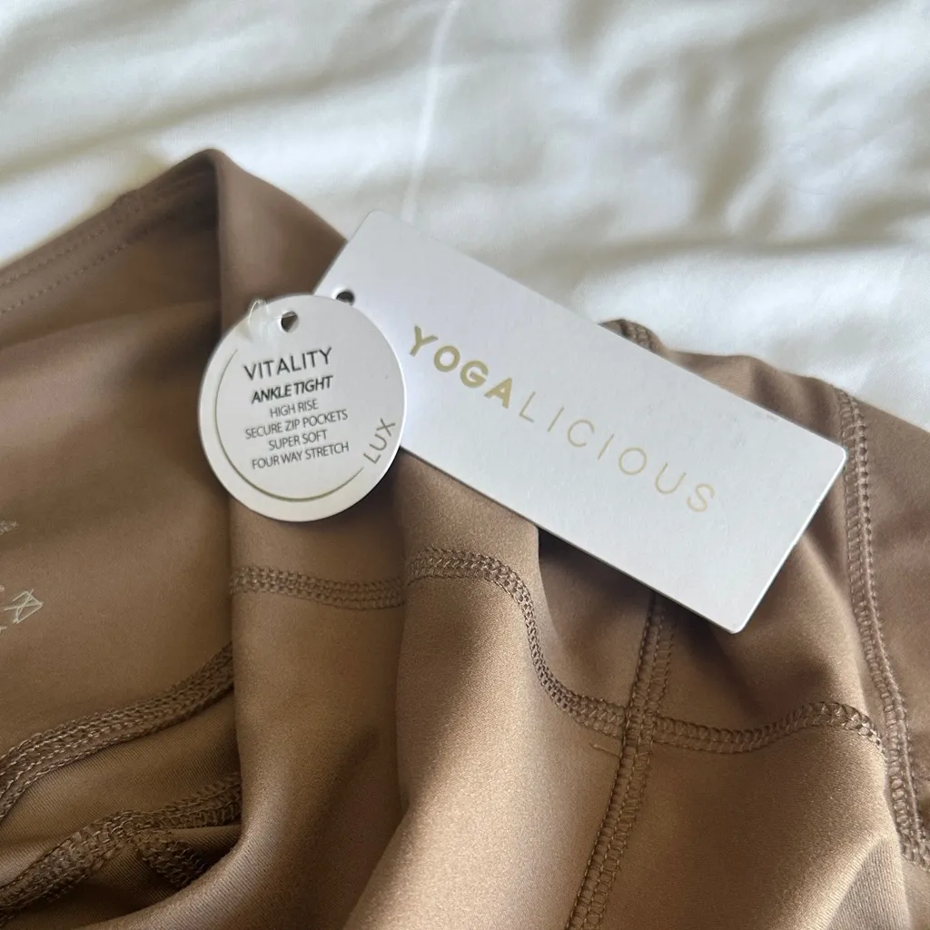 Yogalicious Taupe High-Rise Leggings - Image 3