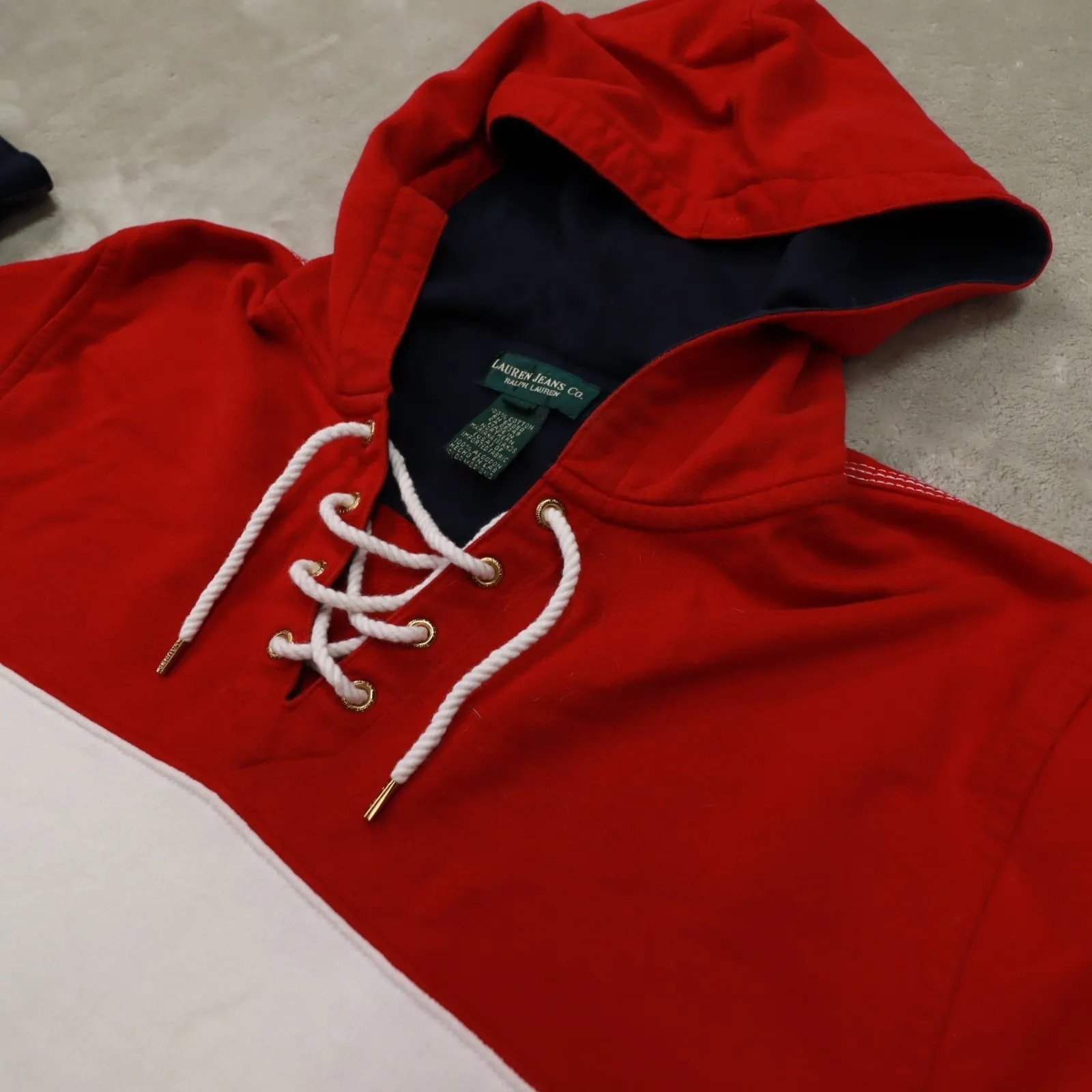 Ralph Lauren Jeans Co. Colorblock Pullover Hoodie Heavy Knit Shirt size Medium - Image 4