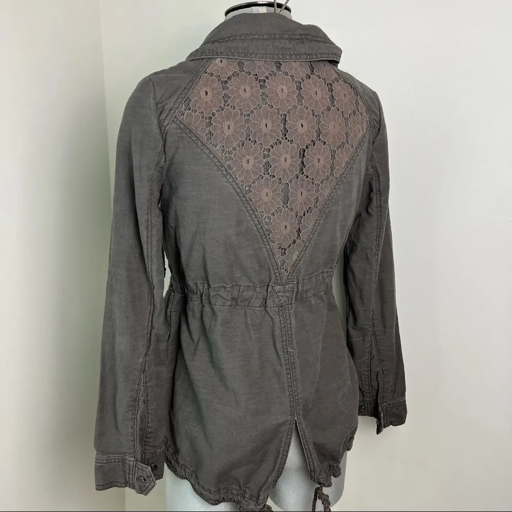 Anthropologie Hei Hei Ravenna Lattice Anorak Utility jacket Size Small S Olive - Image 3