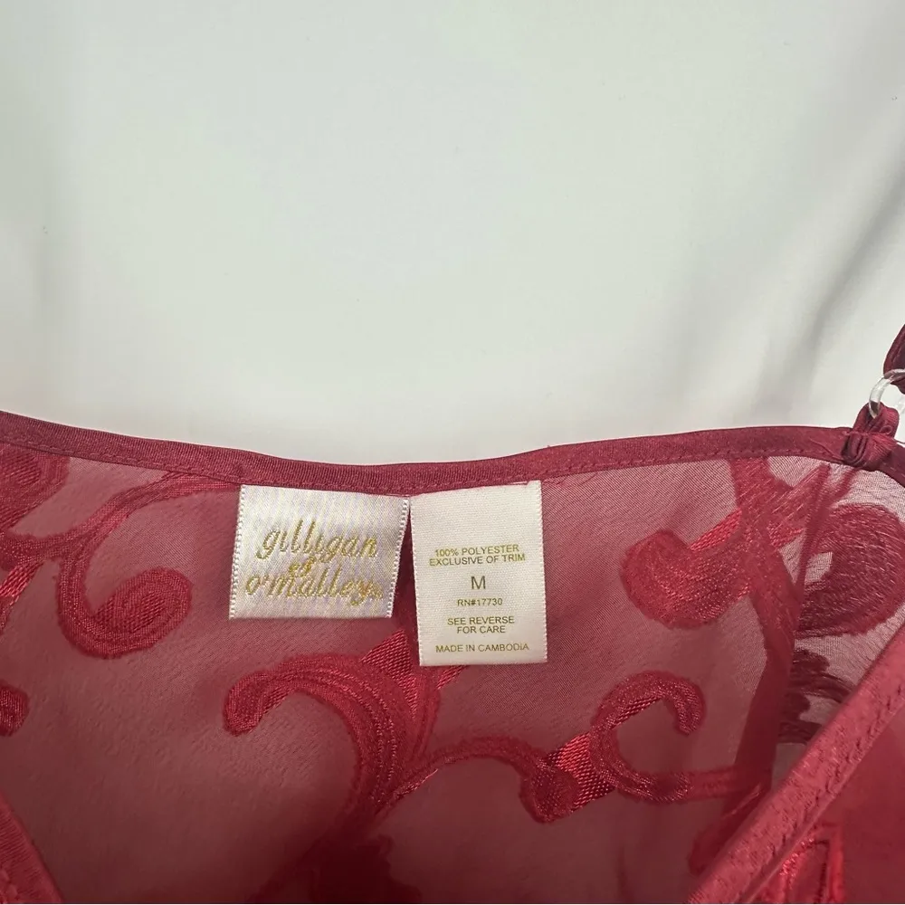 Vintage Y2K Red Sheer Swirl Camisole Size Medium Grunge Goth Mob Wife - Image 6