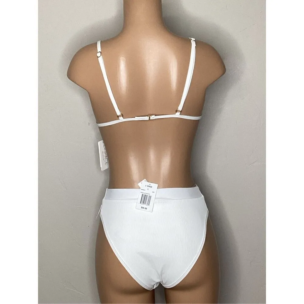L*SPACE  white ribbed bikini set. Large. Retails $ $187 - Image 3