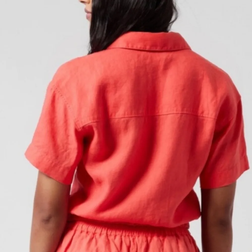 {S} Athleta Playa Linen Tie Top Passionfruit Coral - Image 2