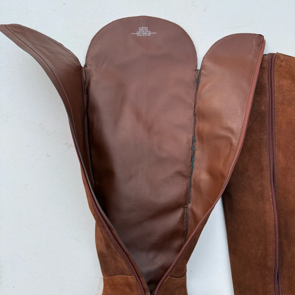 Jessica Simpson Womens Shoes Boots Brown Suede Knee High Stacked Heel Size 5 - Image 8