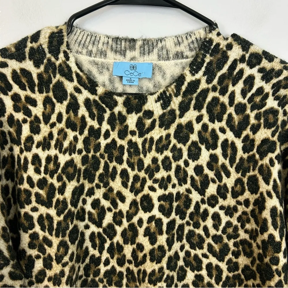 NWT CeCe Leopard Animal Print Pullover Crewneck Sweater Size Small - Image 2