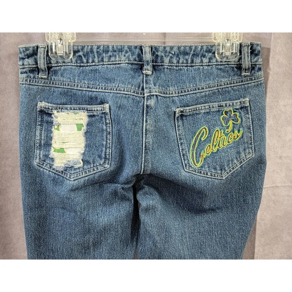 Boston Celtics NBA Hardwood Classics Denim Jeans by Carl Banks Women's Size 9 Blue - Image 4