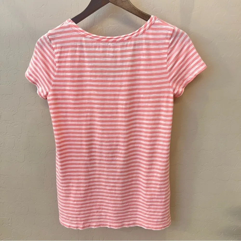 Caslon Modal/Cotton blend striped Tshirt, long fit, short sleeve, pink &white - Image 4