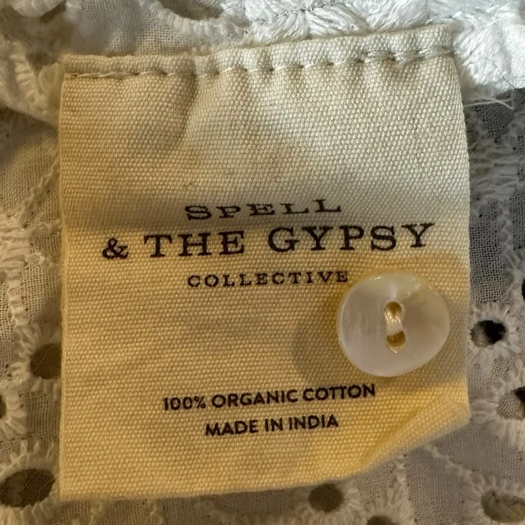 Spell Bohemian Ethereal Eyelet Lace Lottie Oversized Shirt Dress White Size XS - Image 12