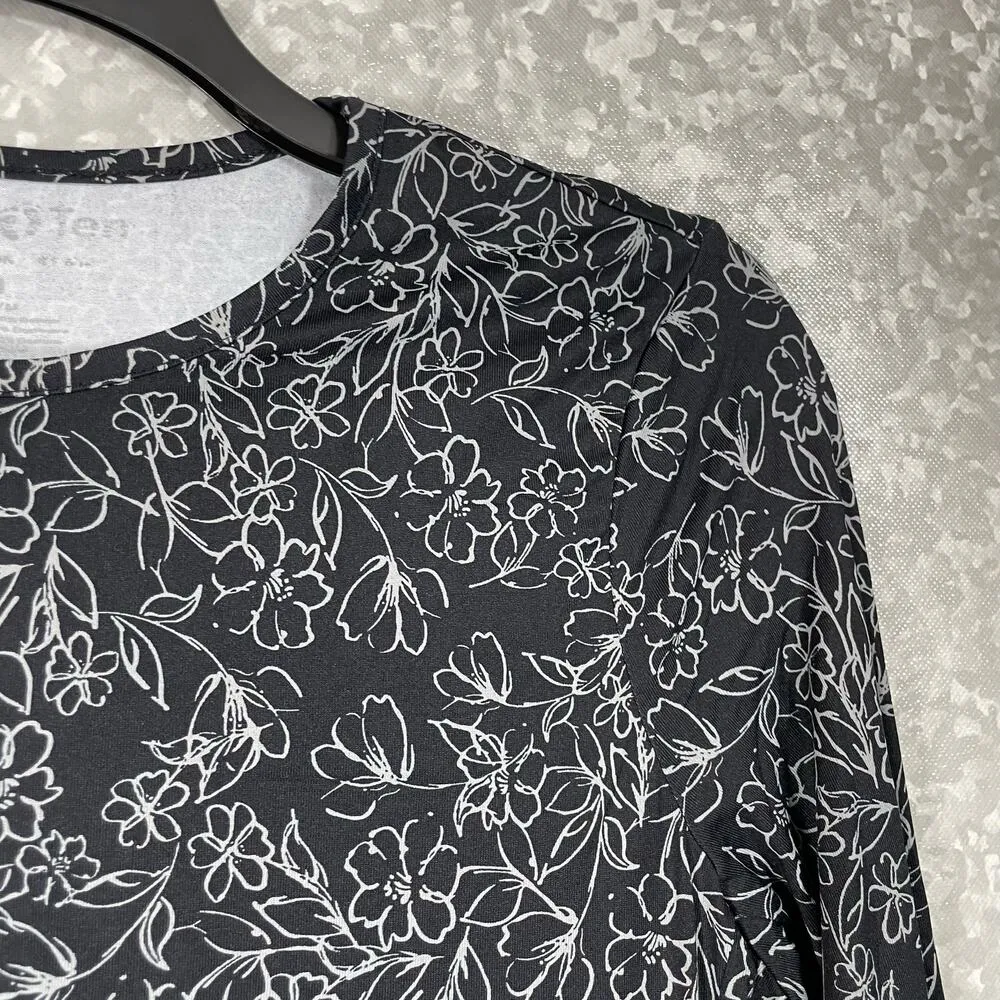 Hang Ten Women's Black Floral Quick-Dry UPF 50+ Top - Size Medium - Gorpcore - Image 3