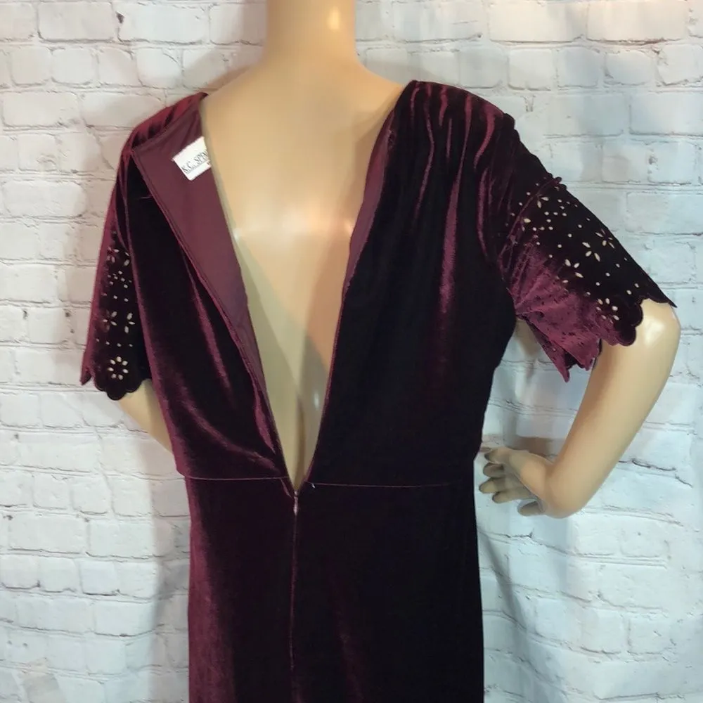 Vintage KC Spencer Dark Red Velvet Dress Size undefined - Image 7