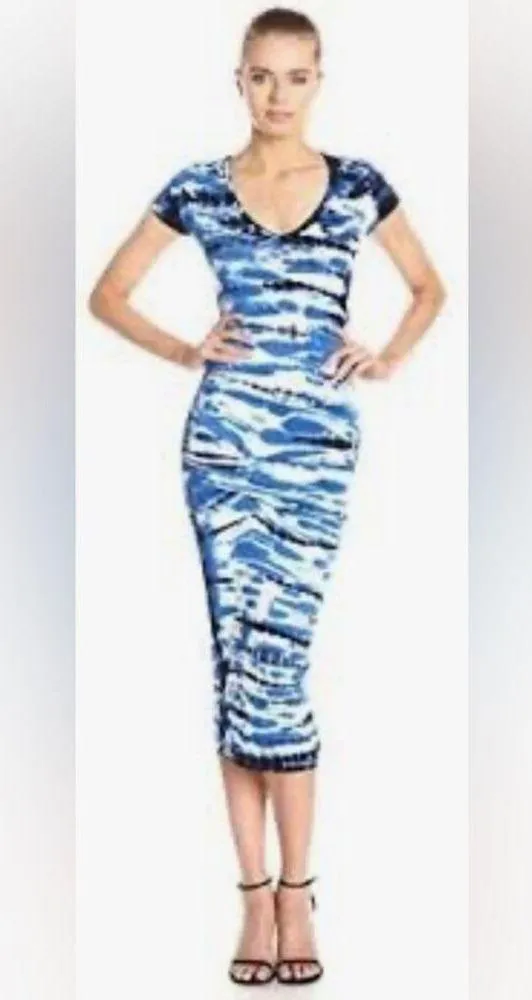 Revolve Young Fabulous & Broke Araya Seafoam Tie Dye Ruched MIDI Dress NWT S - Image 4