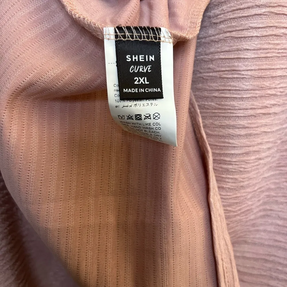 Romantic Blush 2 XL Ribbed Cowl Neck Blouse Chic Whimsical Holiday Festive - Image 10