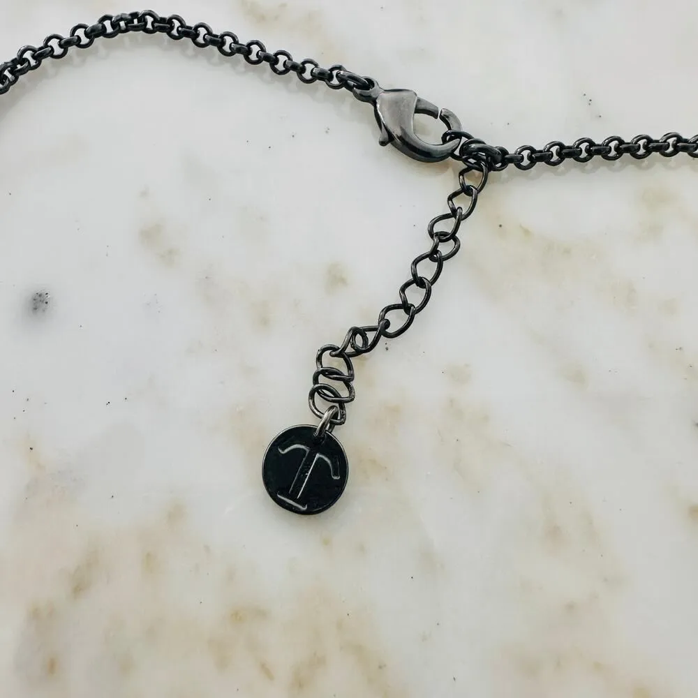 Talbots Crystal Cluster Statement Necklace-Gunmetal Finish - Image 5