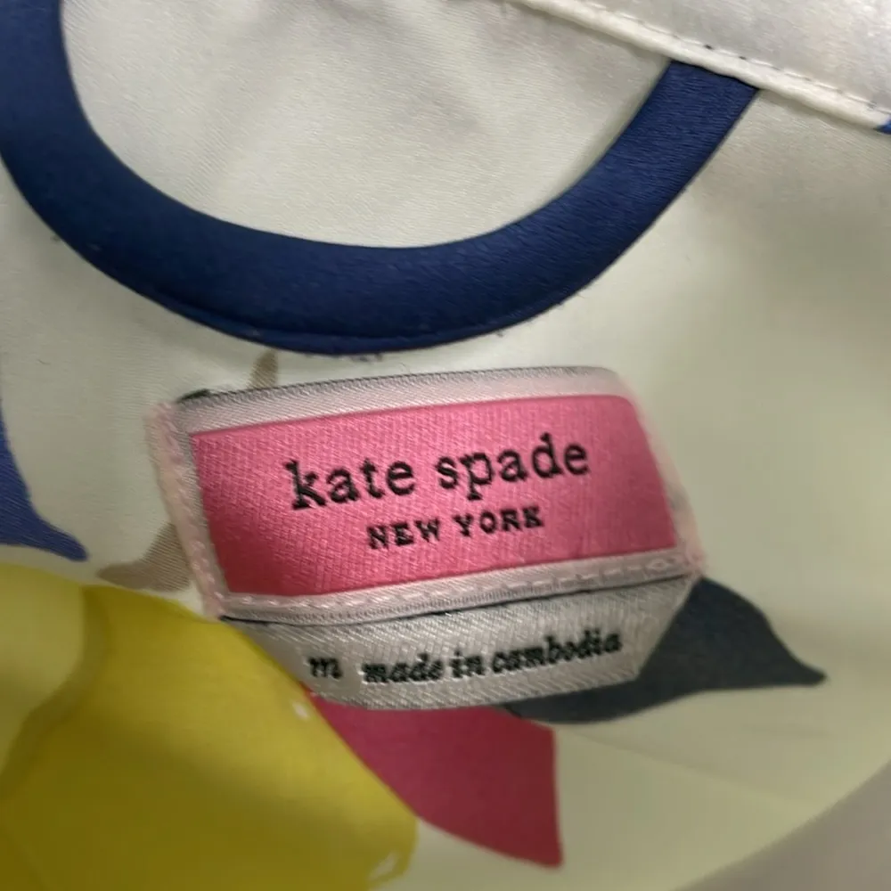 Kate Spade Satin Lemon Short Sleeve Button Front Pajama Top  Medium - Image 7