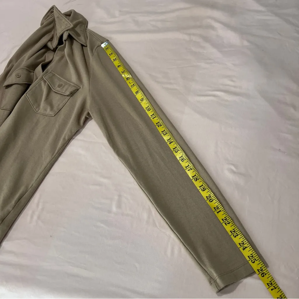 Gap Super Soft Modal Blend Modern Button Front Utility Shirt Long‎ Sleeve Tan - Image 15