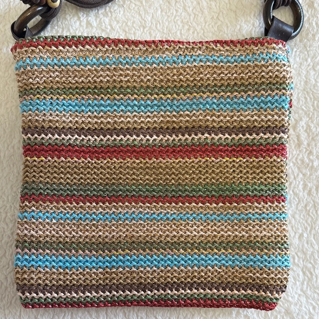 Sun 'N' Sand Accessories Portola Stripe Woven Crossbody Bag Brown - Image 4