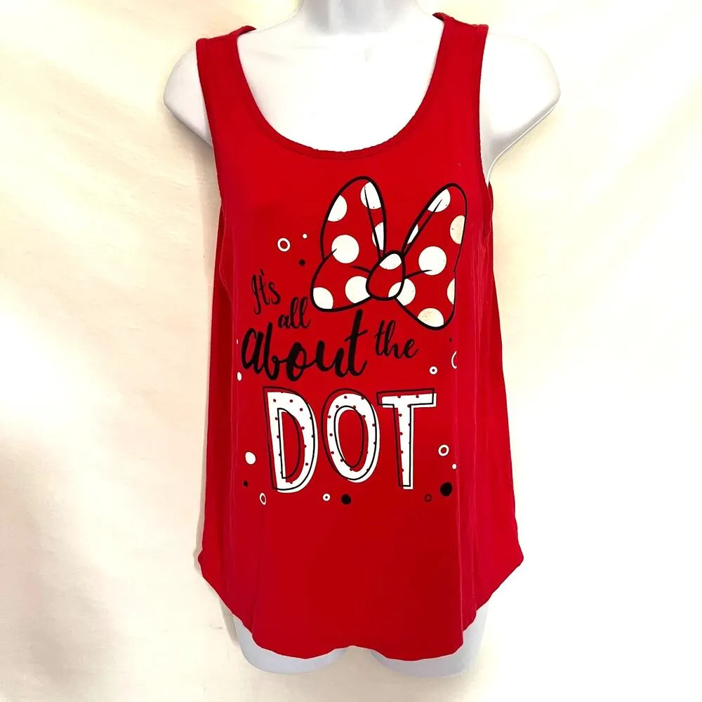 Disney Parks Minnie Mouse Womens Tank Top Sz S Polka Dots Bow Vacation Graphic - Image 11