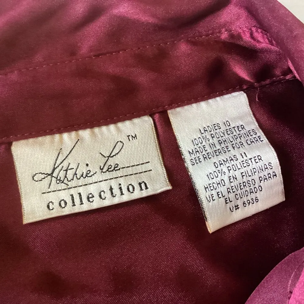 Kathy Lee Collection Satin Button Down Red Size 10 - Image 4