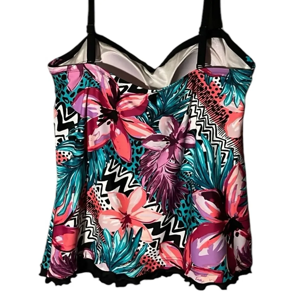 MAXINE of HOLLYWOOD FLORAL BUILT IN BRA RUFFLE BOTTOM ADJUSTABLE STRAPS COME OFF - Image 14