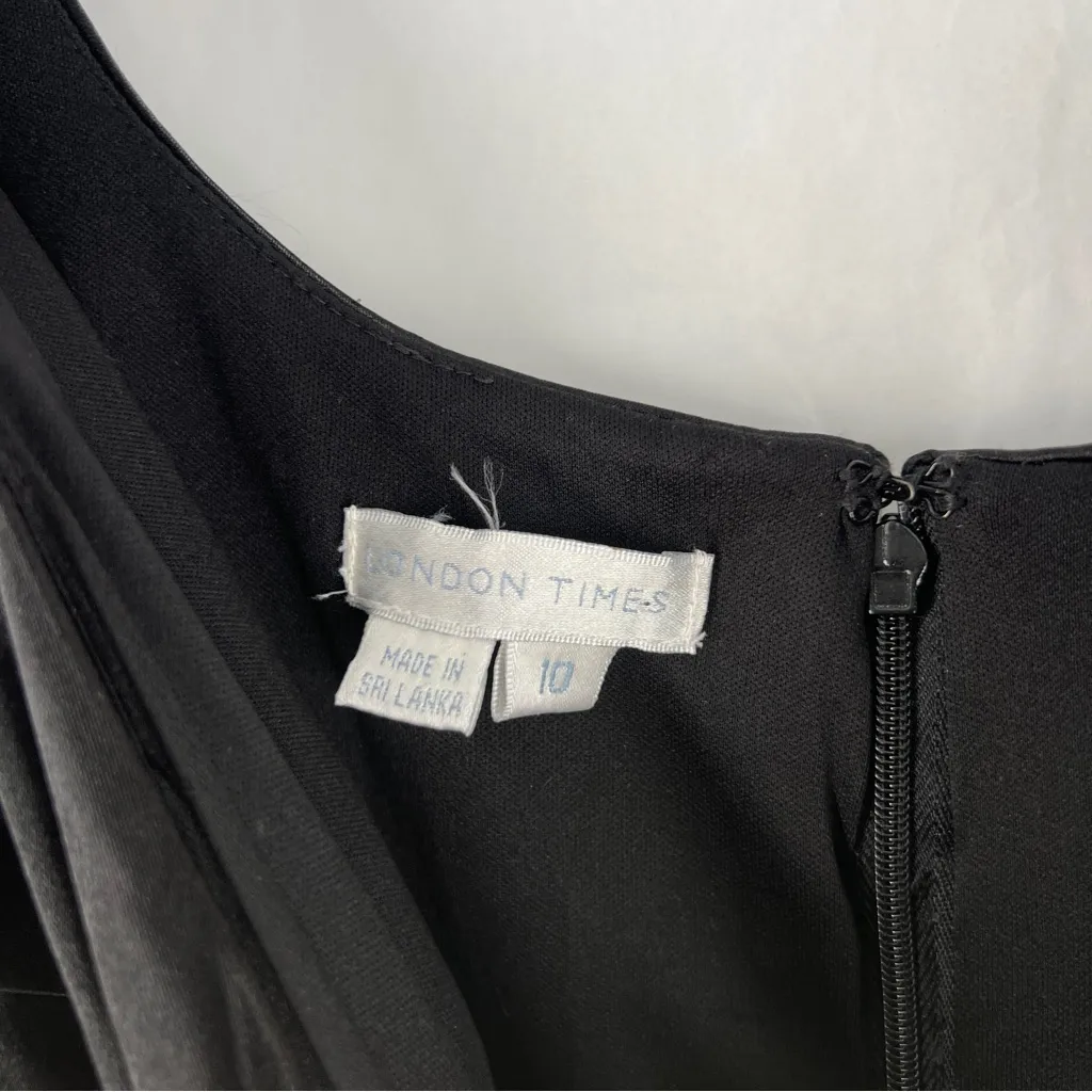 London Times Elegant Black Stretch Satin  Sleeveless‎ Sheath Dress NWT Size 10 - Image 8