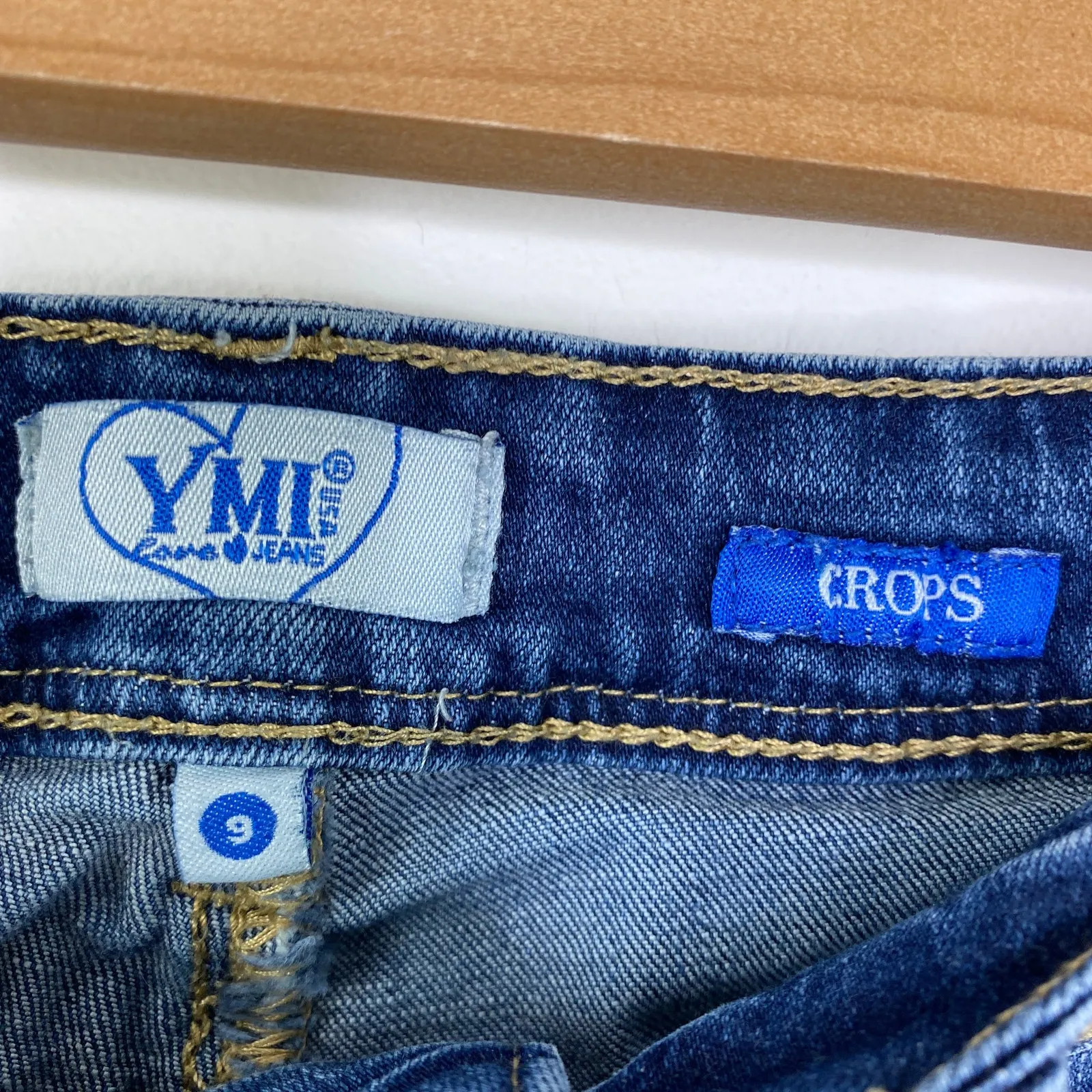 YMI Medium Wash Blue Stretch Denim Destroyed Cropped Jeans Junior's Size 9 - Image 6