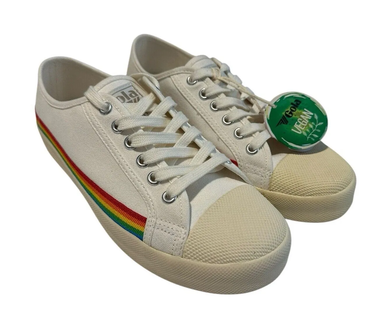 Gola Women’s Size 8 Coaster Sneaker Off White Rainbow Drop Striped #S1 - Image 1