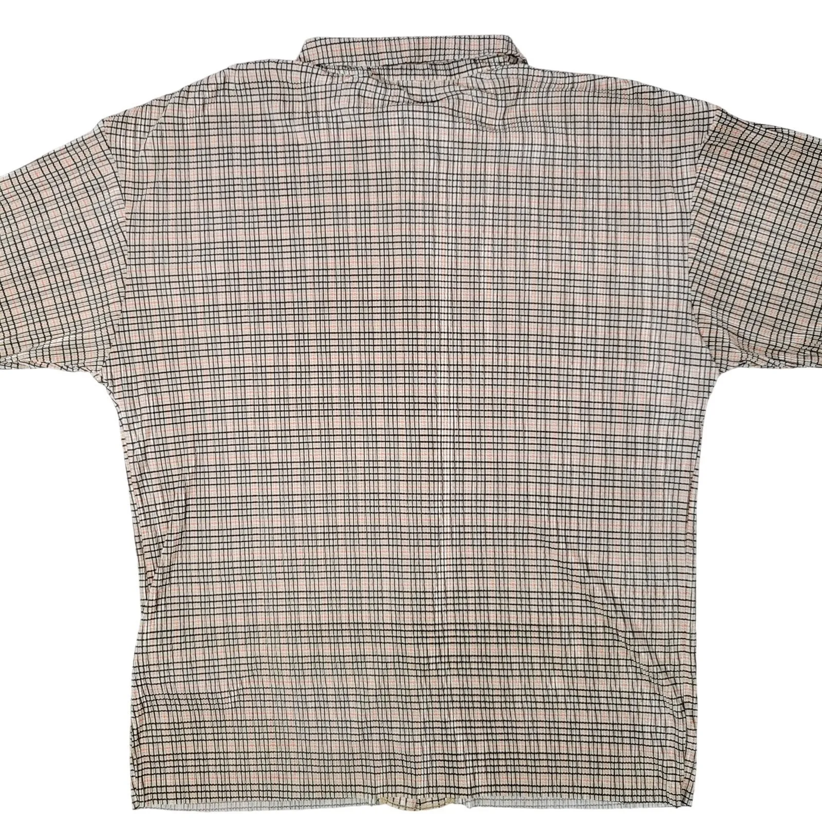 TOPSHOP Plaid‎ Collared Button Down Plisse Shirt Women Size S Beige Brown Black - Image 4
