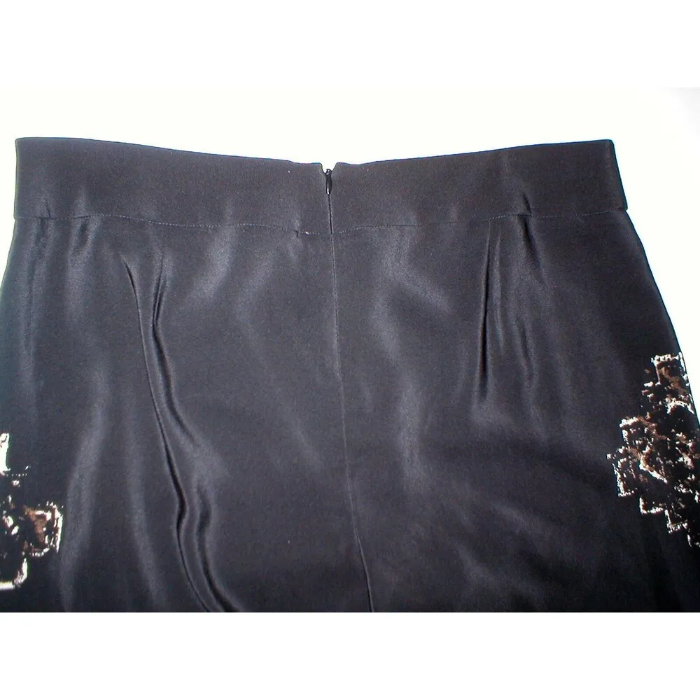 Womens Worth New York $498 16 USA Print Silk Pants Black Brown Wide Ethnic Borde - Image 5