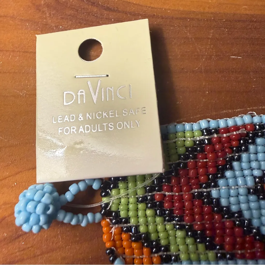DaVinci Orange and Blue Beaded Cuff Bracelet - Image 6