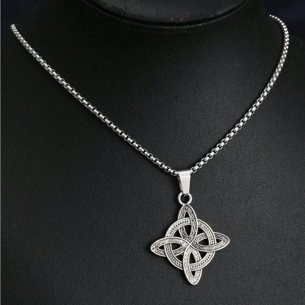 Elegant Silver Celtic Knot Pendant Necklace - Image 5