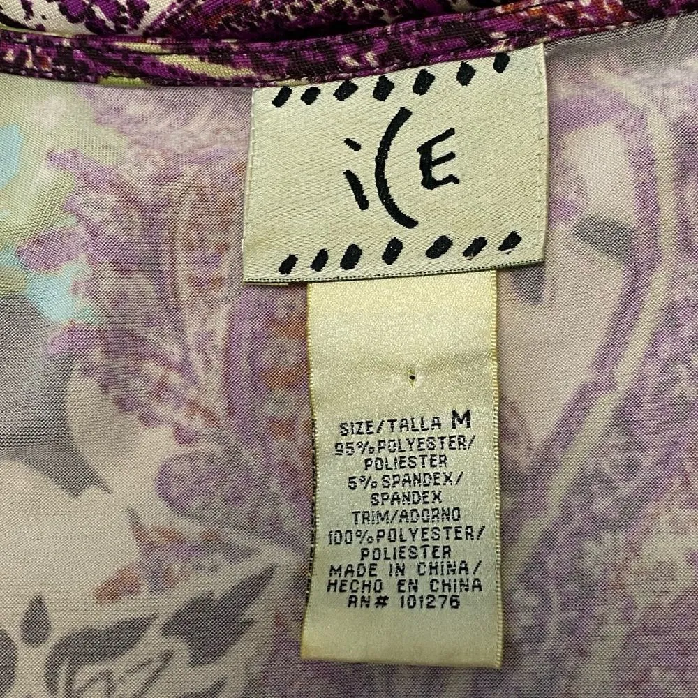 Vintage ICE Med Multicolor Sleeveless Mini Dress Beaded Boho Summer Beach Artsy - Image 5