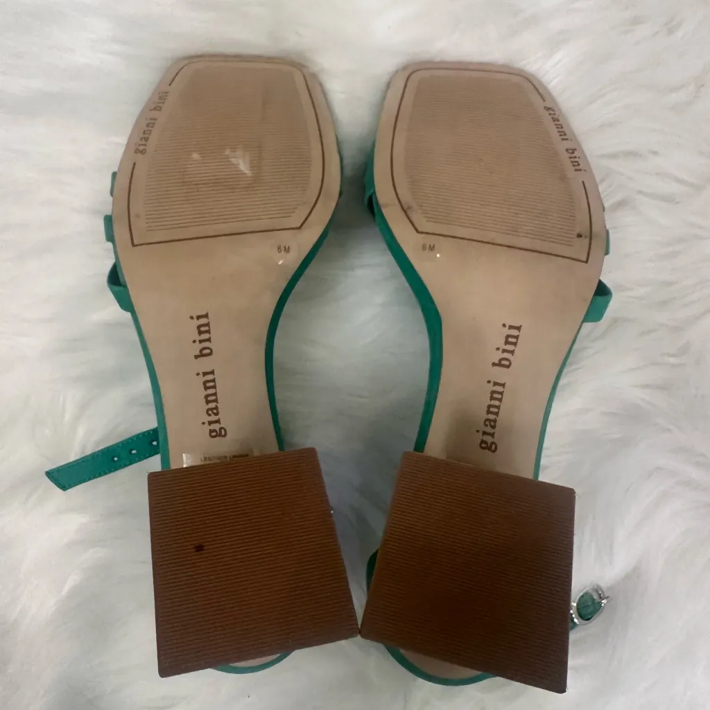 Gianni Bini Low Heel Sandal Ankle Strap Chunky Block Heeled Shoes Insole Green - Image 3