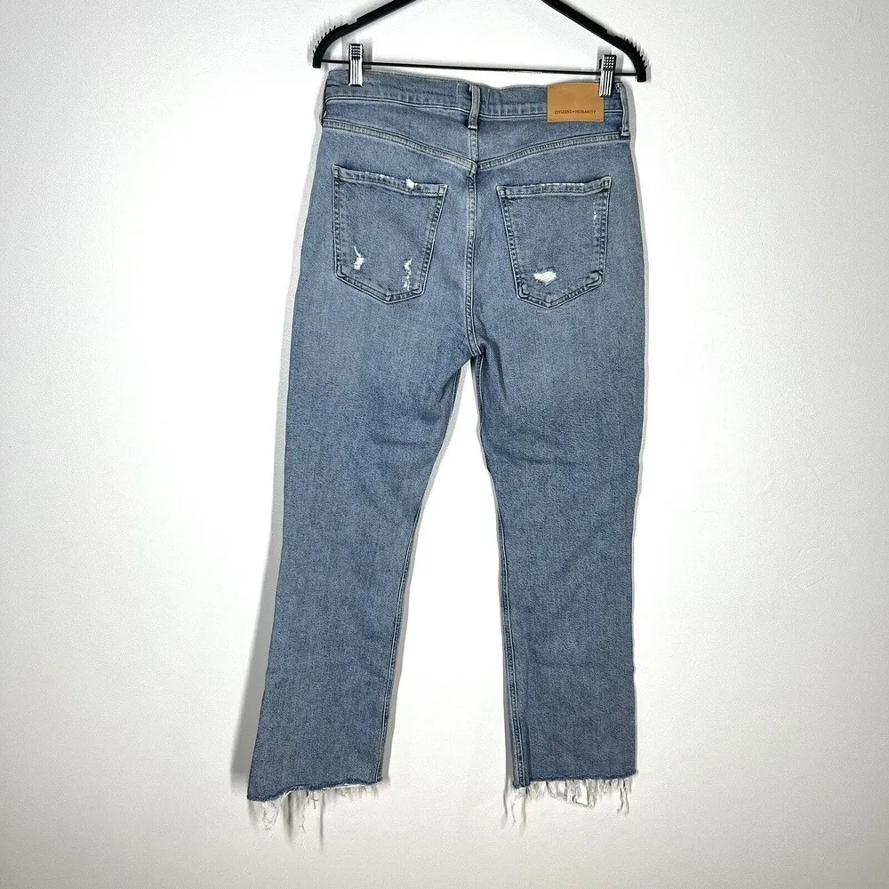 Citizens Of Humanity COH Sz 28 Isola Crop Boot Cut Jeans Raw Hem Button Fly - Image 4