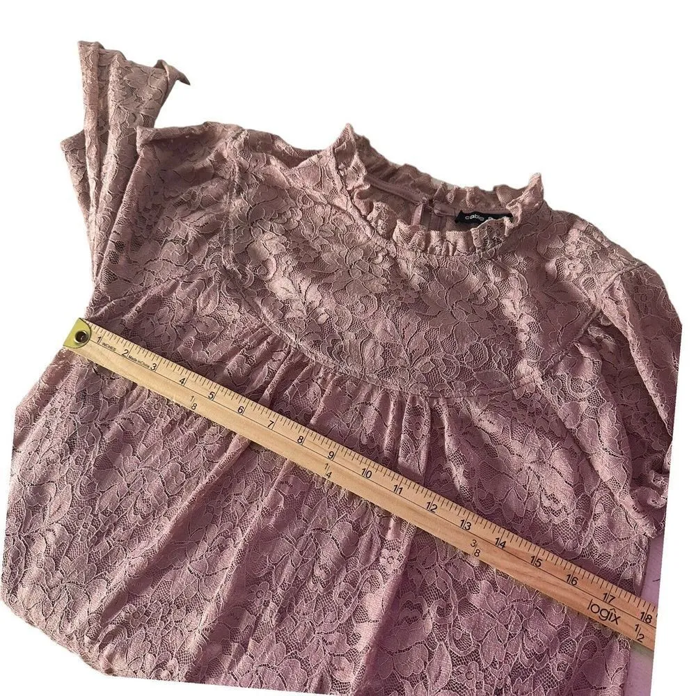 Cable‎ & Gauge Floral Lace High Neck Top Size L Pink Romantic Feminine Chic - Image 7
