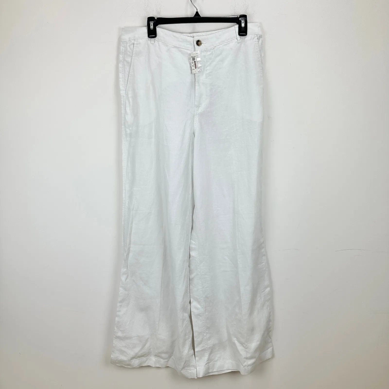 Madewell The Tall Zoe Relaxed Wide Pant in 100% Linen Salt White US 10T NWT - Image 7