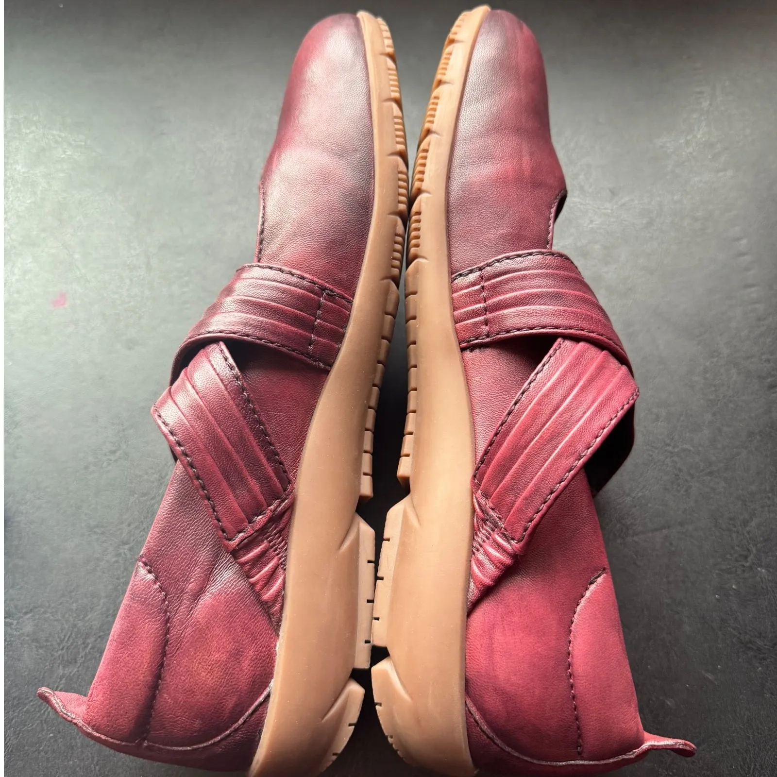 Romika sz 8 Women Loire 04 Amerina Red Leather Criss Cross Mary Jane Flat Casual - Image 7