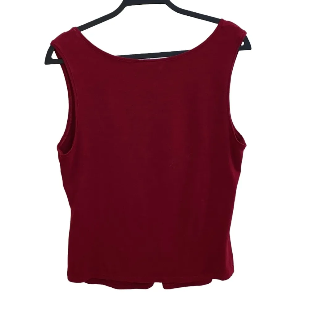 ♥️ CITY DKNY Knit Jersey V-Neck Twist Sleeveless Top/Tank, Deep Red, XL - Image 5