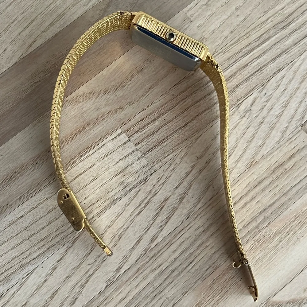 Xavier Ladies Watch Diamonds Vintage Gold Tone Bracelet Black Dial - Image 6