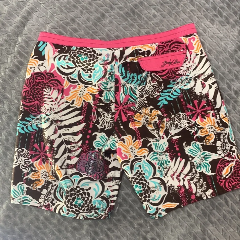 Floral Print Brown Board Shorts Size Small - Image 3