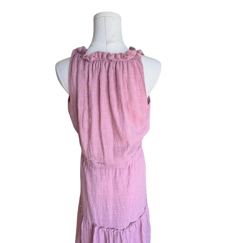 MISA - Nicoletta Pink Sleeveless Midi Tassel Tie Waist Tiered Dress Sz S - Image 8