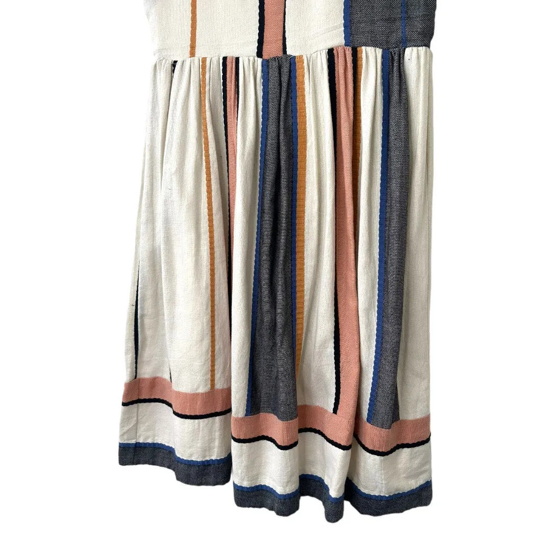 Piper & Scoot Striped Short Sleeve Cotton Midi Eleanor Dress Size XS - Image 7