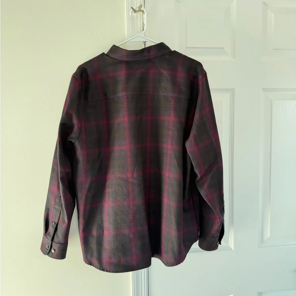 Lauren Ralph Lauren Womens 100% Wool Plaid Tartan Purple 1X Button Down Shirt - Image 7