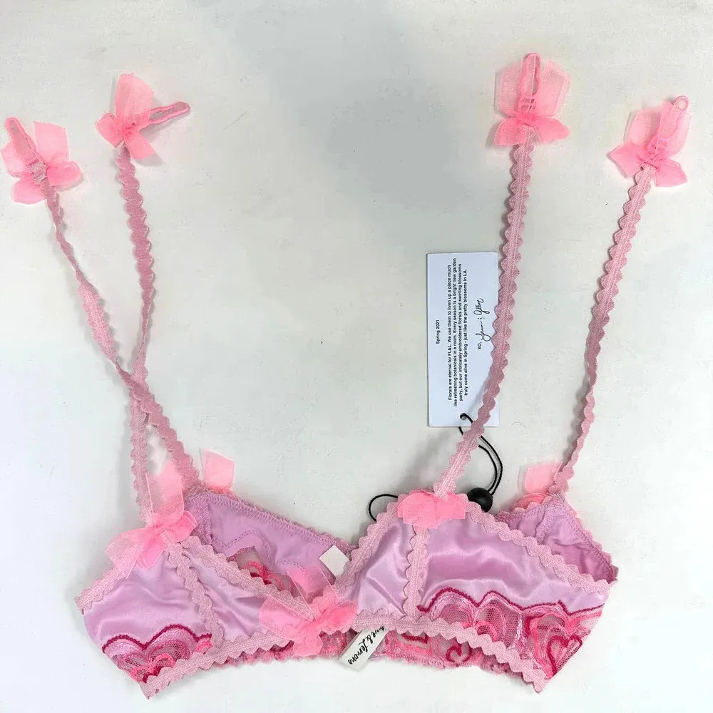 For Love & Lemons Retro Heart Garter Pink Size‎ XS - Image 9
