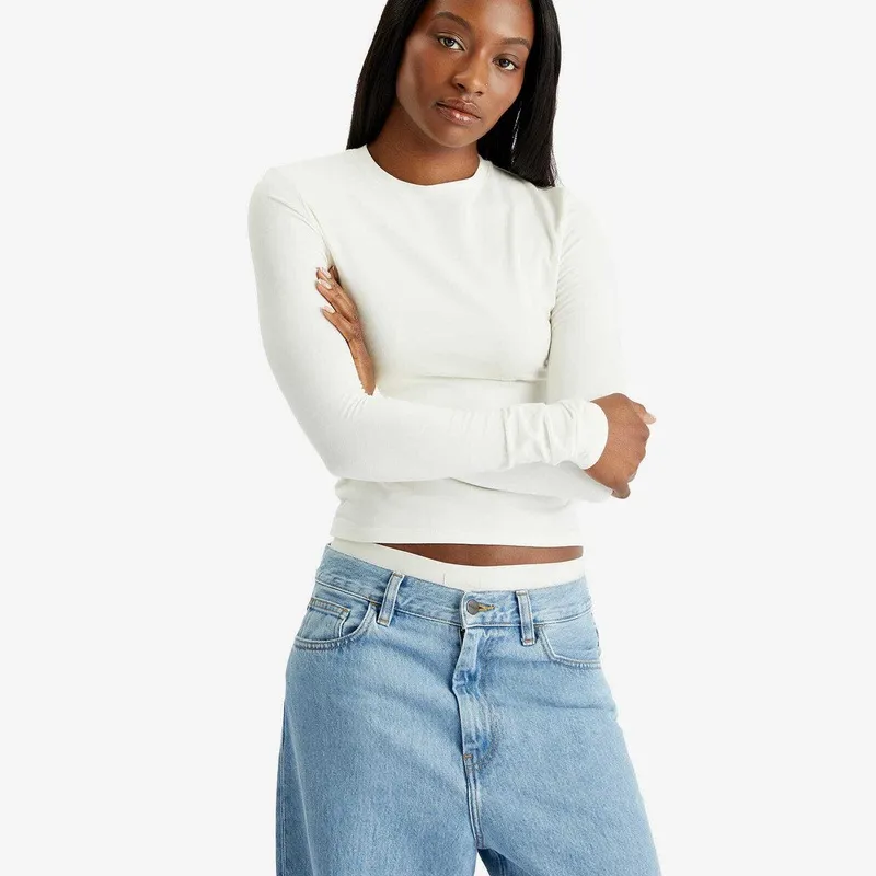 SKIMS Cream Cotton Jersey Long Sleeve T-Shirt | M - Image 9