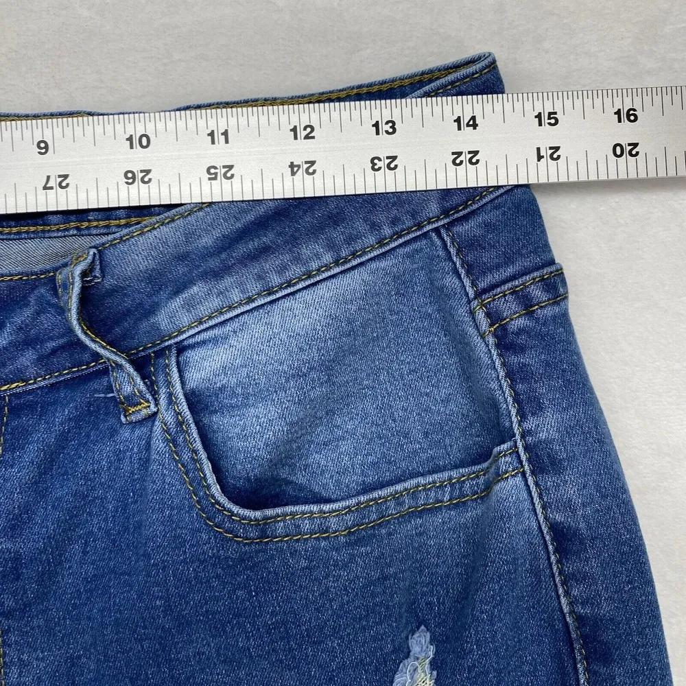 KUNMI Distressed Ripped Skinny‎ Jeans Juniors Denim Casual Blue Large 29x29 Size 29 - Image 3