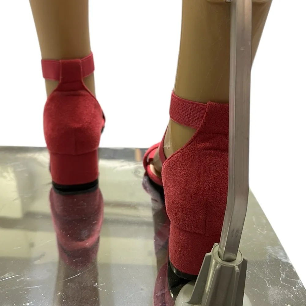 Lisha Shoes Dark Pink Stretch Strappy Square Toe Sandals Low Heel Size 38 US 7.5 - Image 3