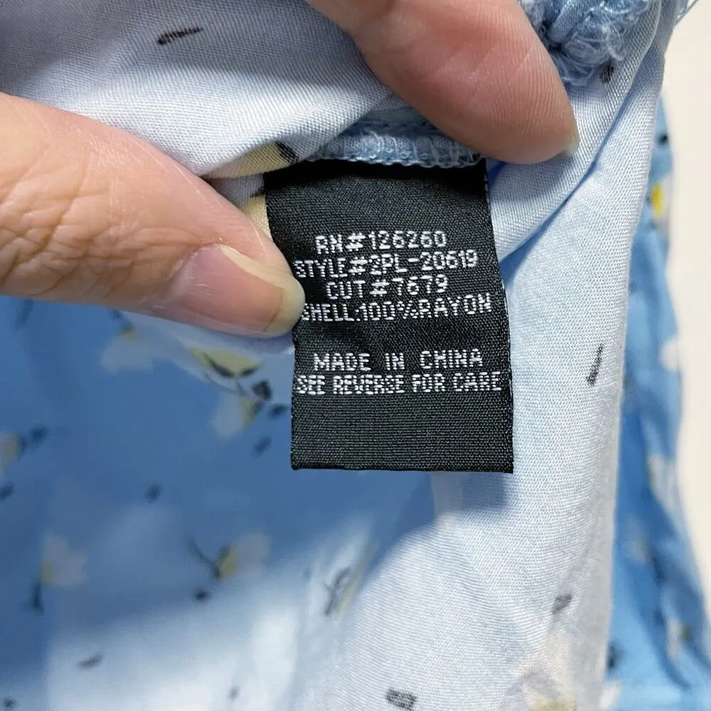 Velvet Heart Blue Poppy Print Buttondown Top - Image 8